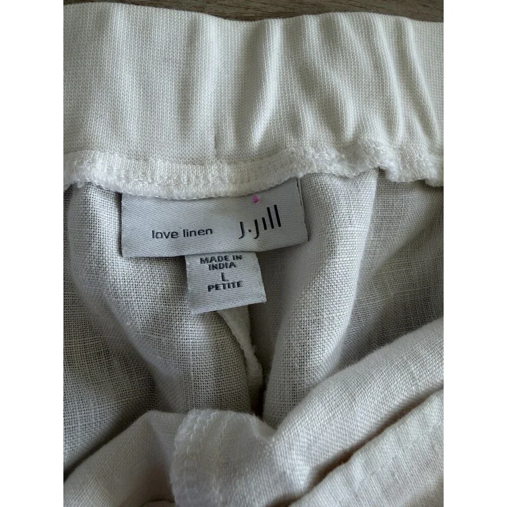 J Jill Women’s Linen Pull On Ankle Pants Size LP Coastal Resortwear Casual Comfy